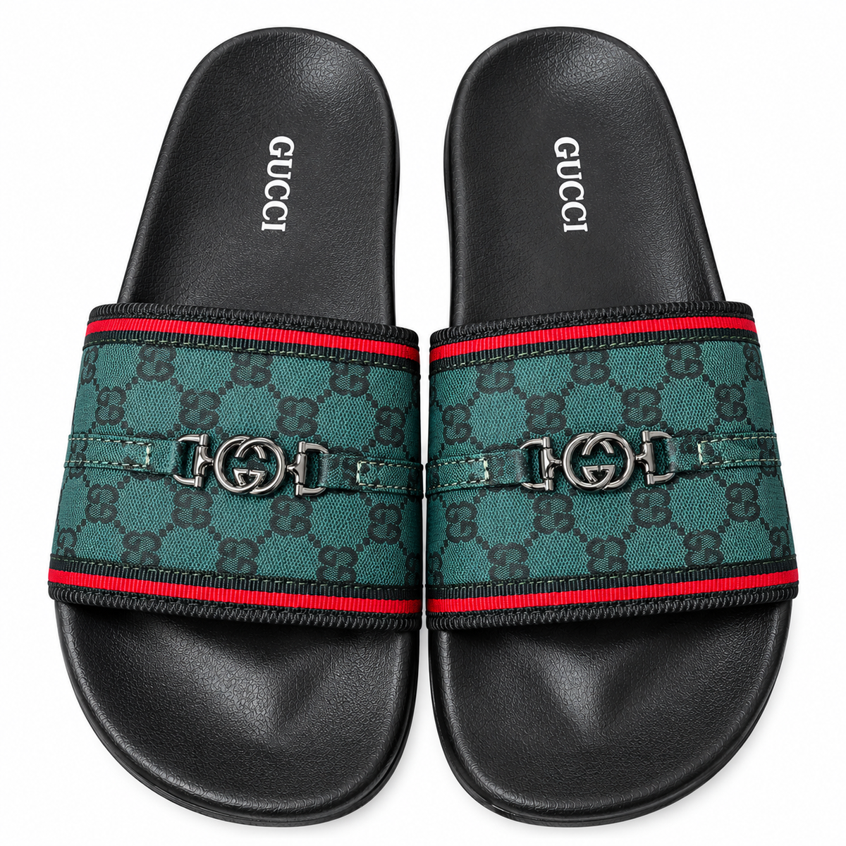 Gucci Patterned-Strap Slip-On Slides