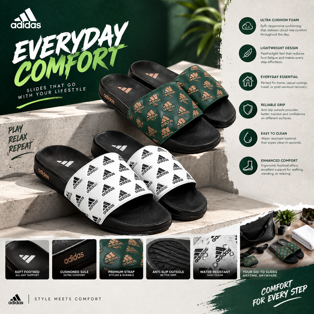 COMFORT SLIDES | ULTRA CUSHION FOAM | “LIGHTWEIGHT • ALL DAY COMFORT”